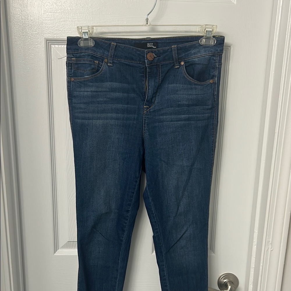 1822 Denim Blue Skinny Jeans with Worn-In Look